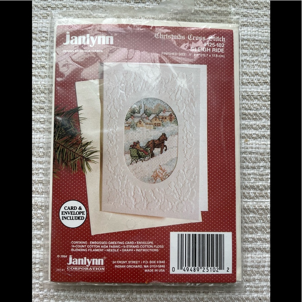 Vintage Janlynn cross stitch Christmas theme.